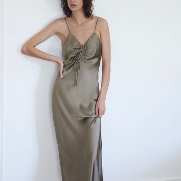 zara silver slip dress